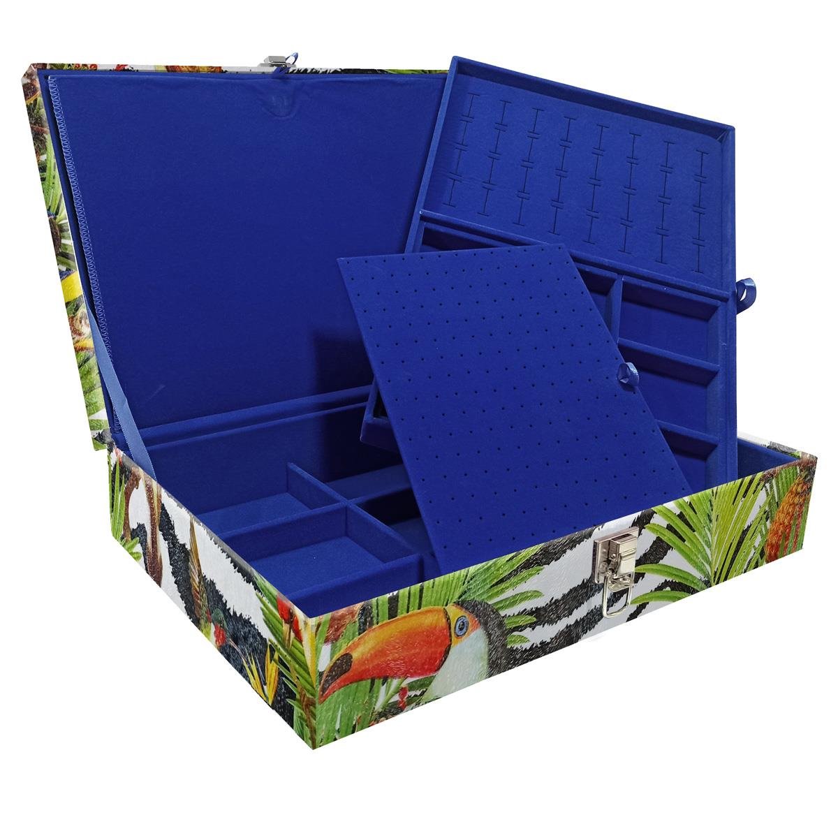 Estojo Maleta Porta Jóias Duplo Grande Amazonas Sem Alça e Com Imã