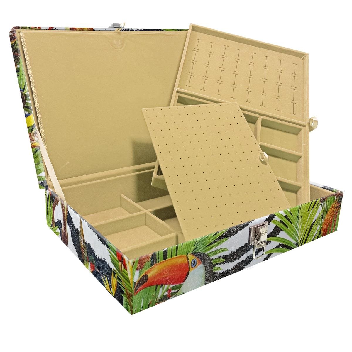 Estojo Maleta Porta Jóias Duplo Grande Amazonas Sem Alça e Com Imã