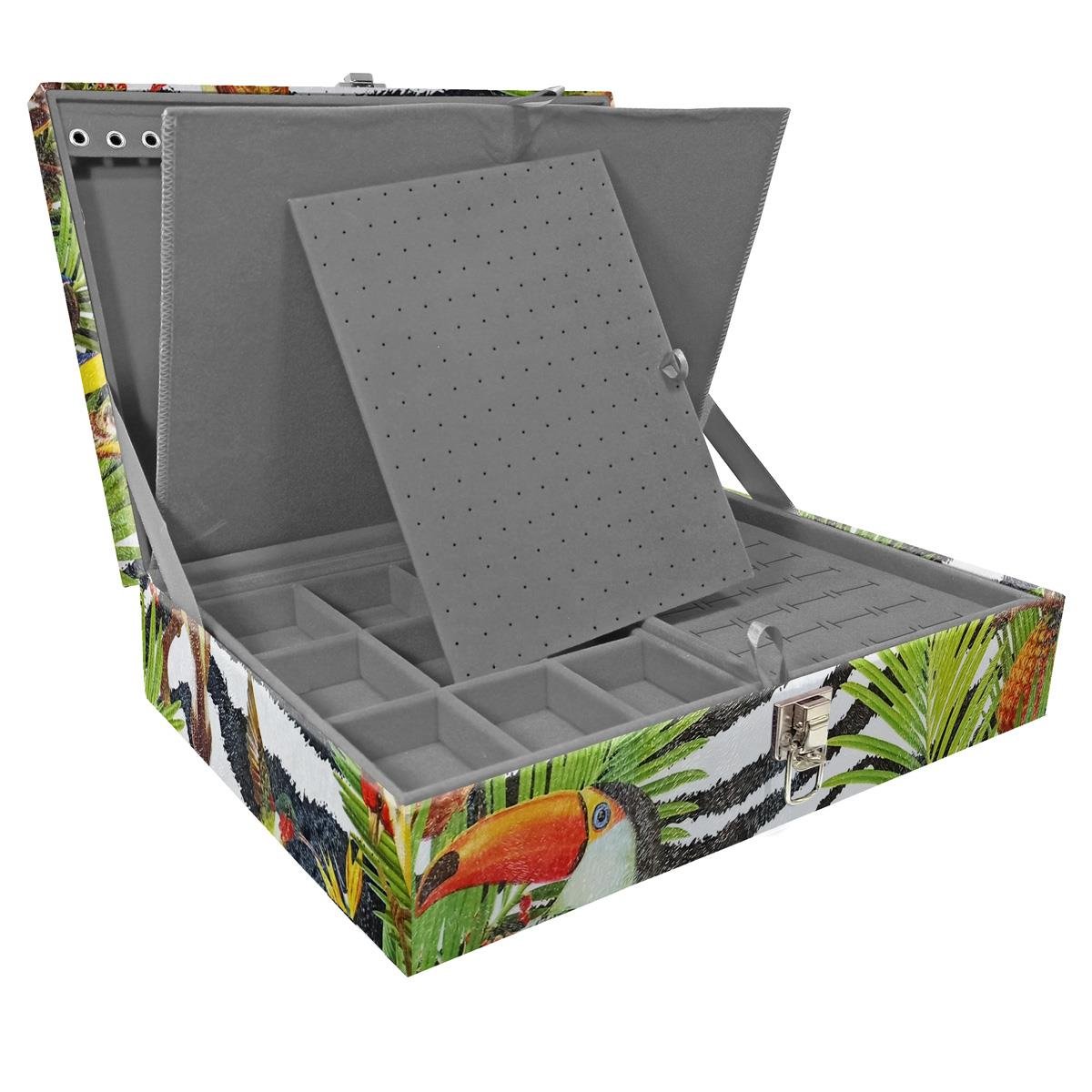 Estojo Maleta Porta Jóias Duplo Grande Amazonas Sem Alça e Com Imã