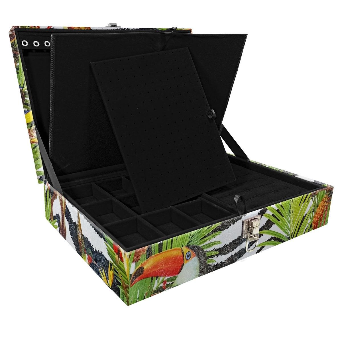 Estojo Maleta Porta Jóias Duplo Grande Amazonas Sem Alça e Com Imã