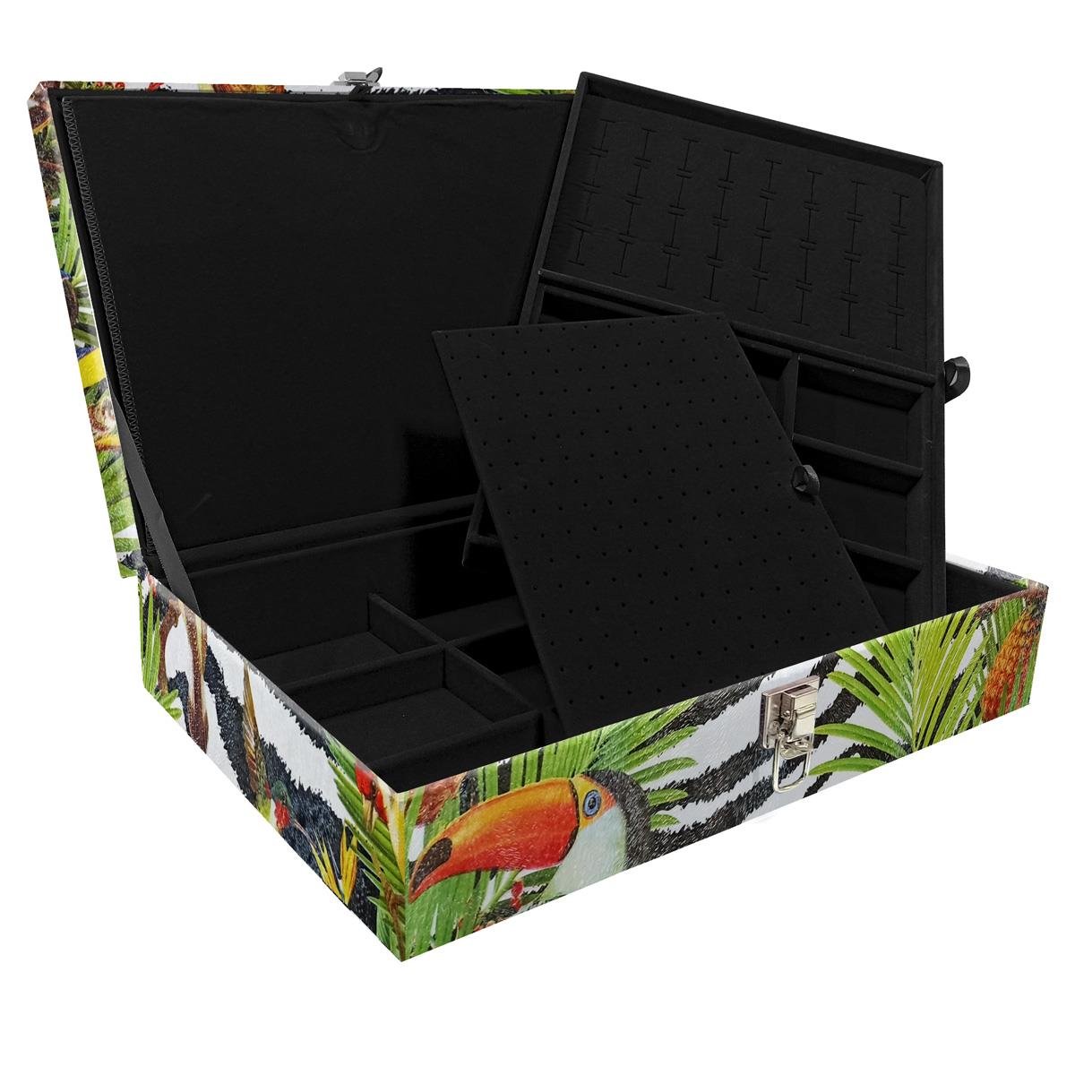 Estojo Maleta Porta Jóias Duplo Grande Amazonas Sem Alça e Com Imã