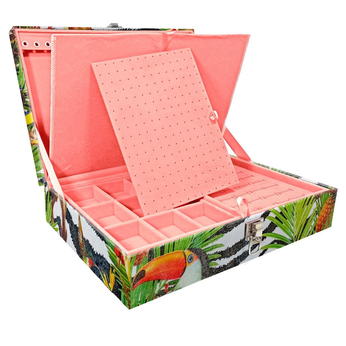 Estojo Maleta Porta Jóias Duplo Grande Amazonas Sem Alça e Com Imã