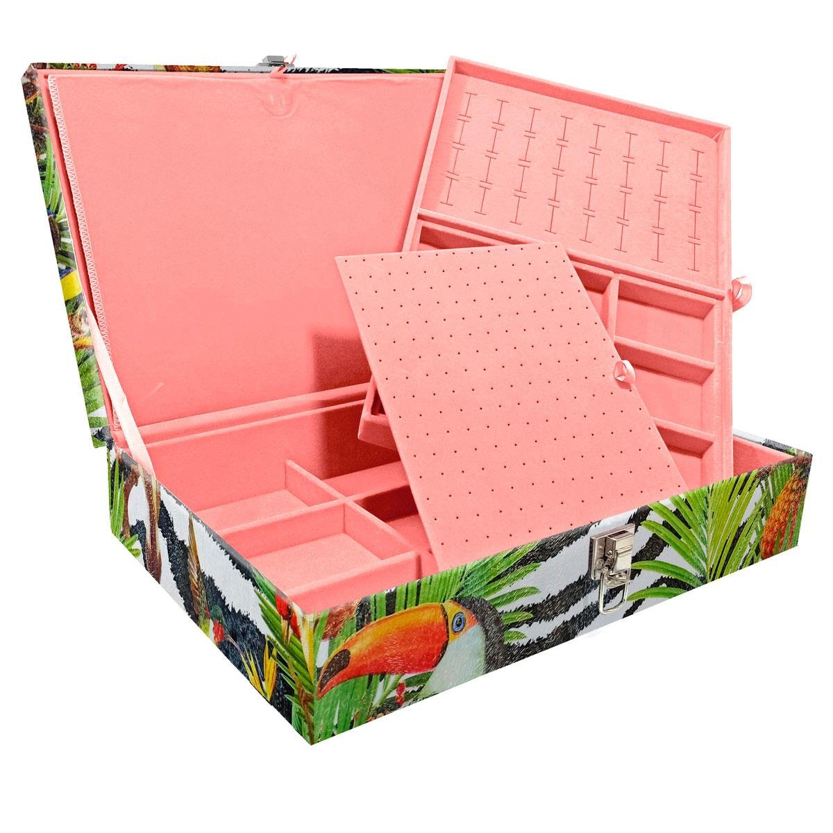 Estojo Maleta Porta Jóias Duplo Grande Amazonas Sem Alça e Com Imã