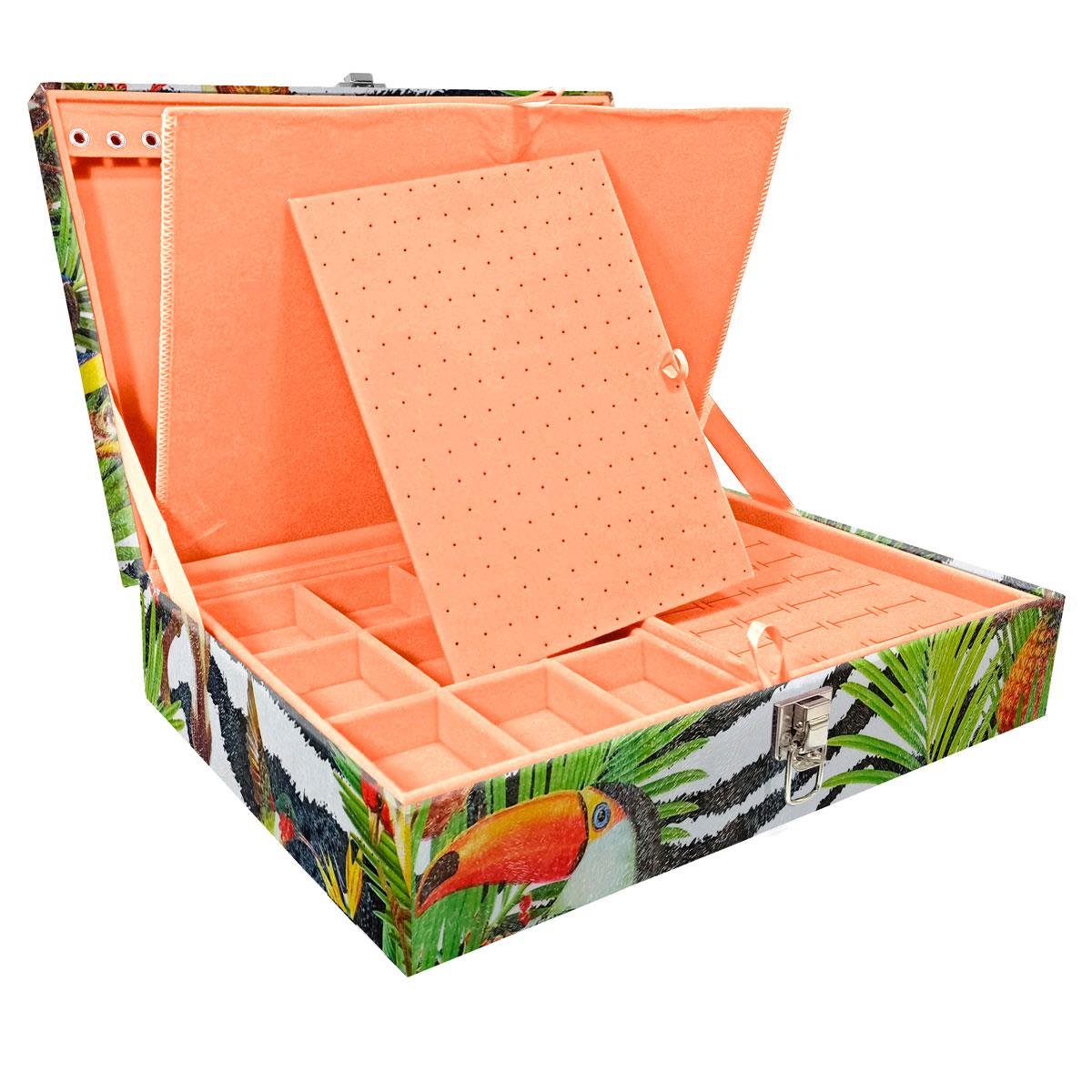 Estojo Maleta Porta Jóias Duplo Grande Amazonas Sem Alça e Com Imã