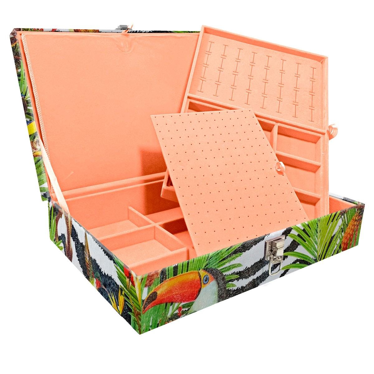 Estojo Maleta Porta Jóias Duplo Grande Amazonas Sem Alça e Com Imã