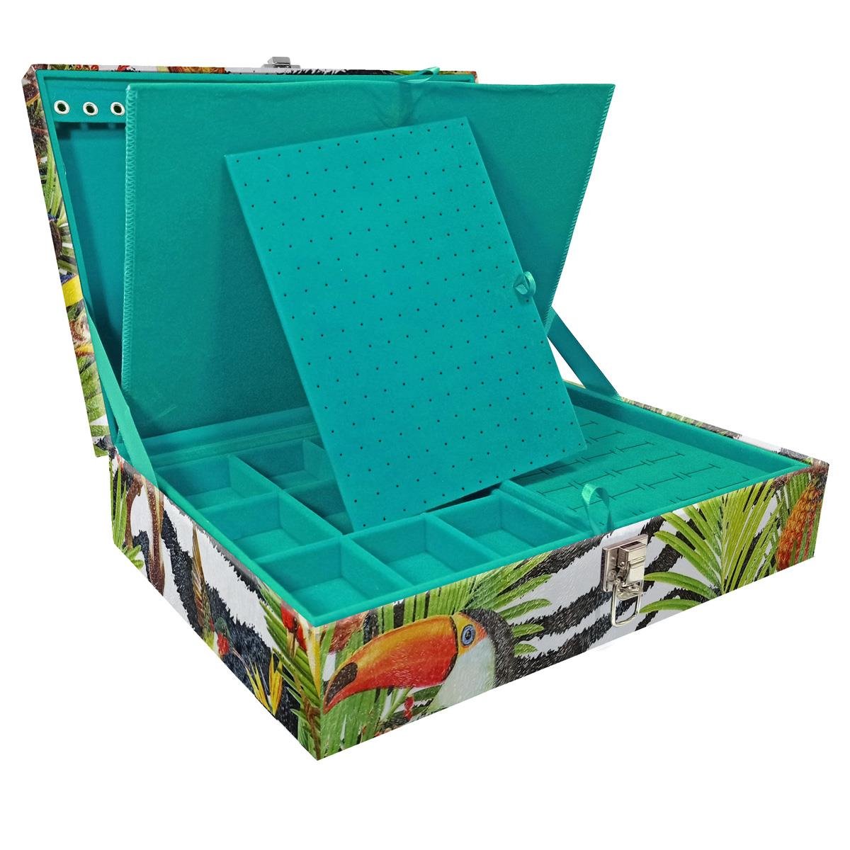 Estojo Maleta Porta Jóias Duplo Grande Amazonas Sem Alça e Com Imã