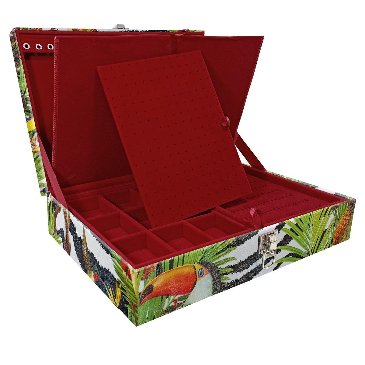 Estojo Maleta Porta Jóias Duplo Grande Amazonas Sem Alça e Com Imã