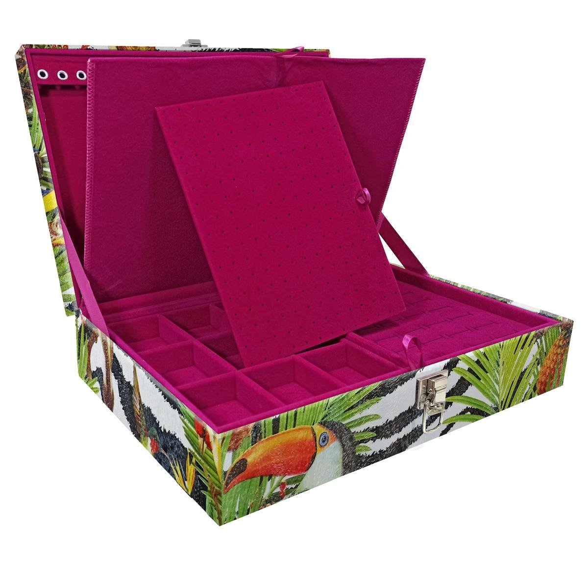 Estojo Maleta Porta Jóias Duplo Grande Amazonas Sem Alça e Com Imã