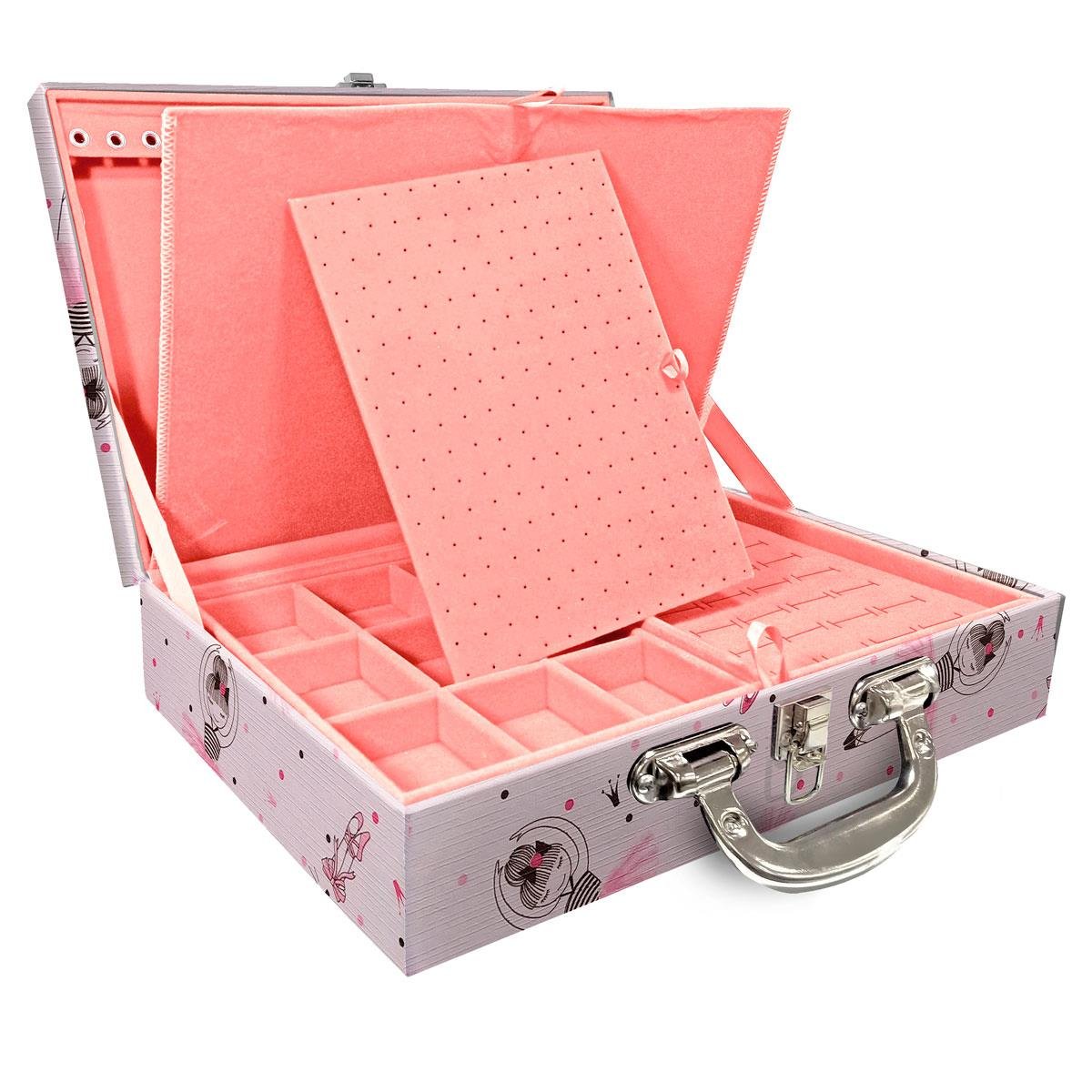 Estojo Maleta Porta Jóias Duplo Grande Bailarina Com Alça Cromada e Imã