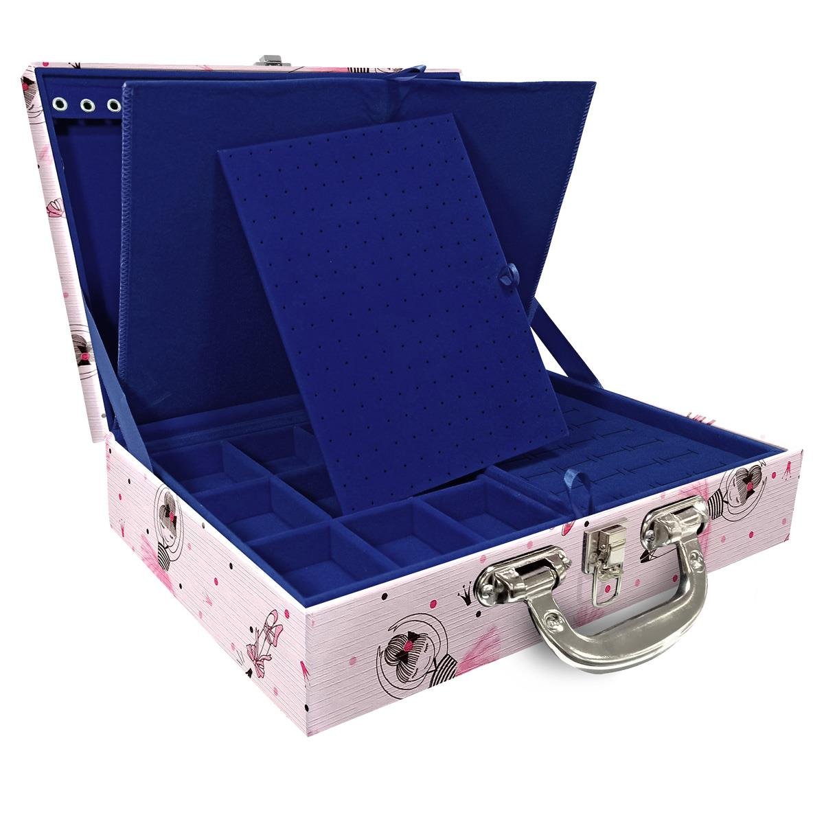 Estojo Maleta Porta Jóias Duplo Grande Bailarina Com Alça Cromada e Imã