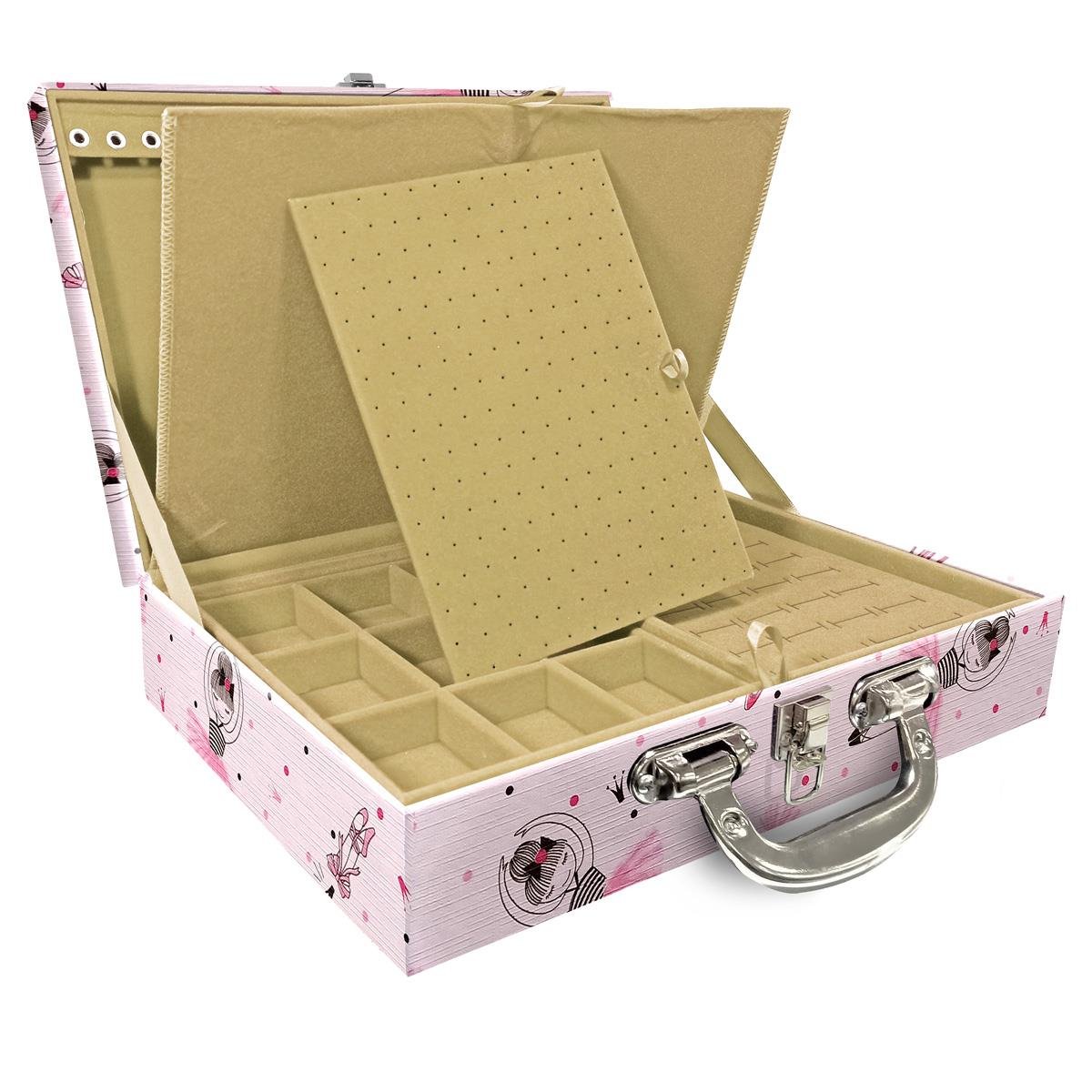Estojo Maleta Porta Jóias Duplo Grande Bailarina Com Alça Cromada e Imã