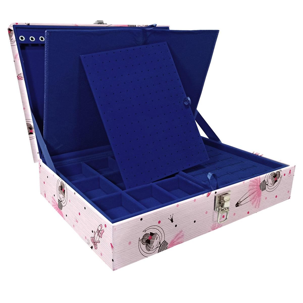 Estojo Maleta Porta Jóias Duplo Grande Bailarina Sem Alça e Com Imã