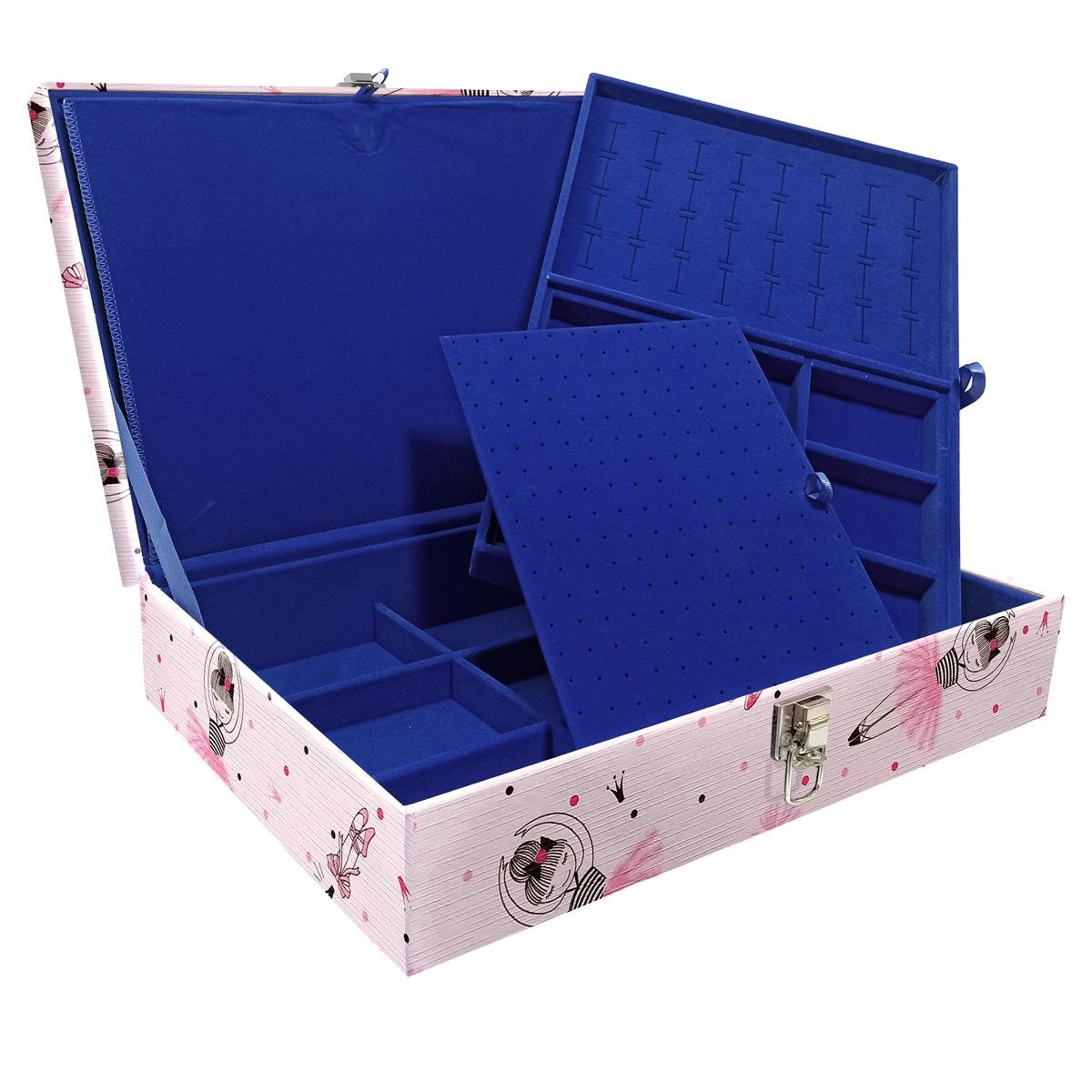 Estojo Maleta Porta Jóias Duplo Grande Bailarina Sem Alça e Com Imã