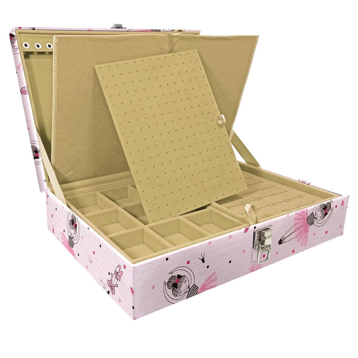 Estojo Maleta Porta Jóias Duplo Grande Bailarina Sem Alça e Com Imã
