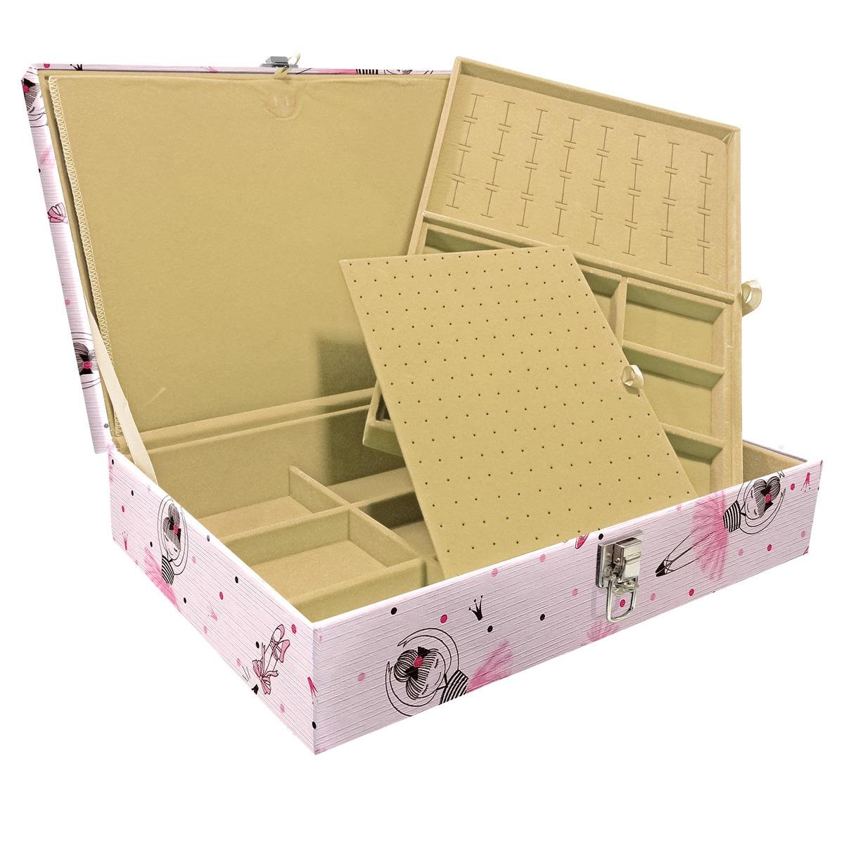 Estojo Maleta Porta Jóias Duplo Grande Bailarina Sem Alça e Com Imã