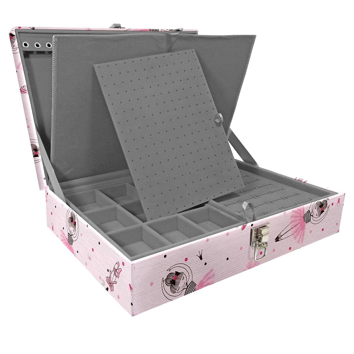 Estojo Maleta Porta Jóias Duplo Grande Bailarina Sem Alça e Com Imã