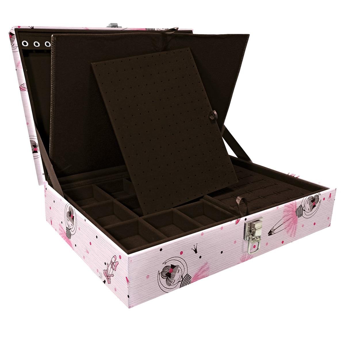 Estojo Maleta Porta Jóias Duplo Grande Bailarina Sem Alça e Com Imã
