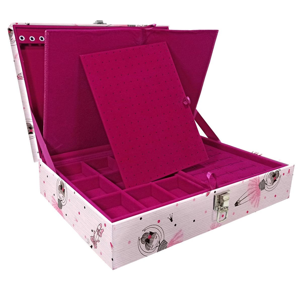 Estojo Maleta Porta Jóias Duplo Grande Bailarina Sem Alça e Com Imã