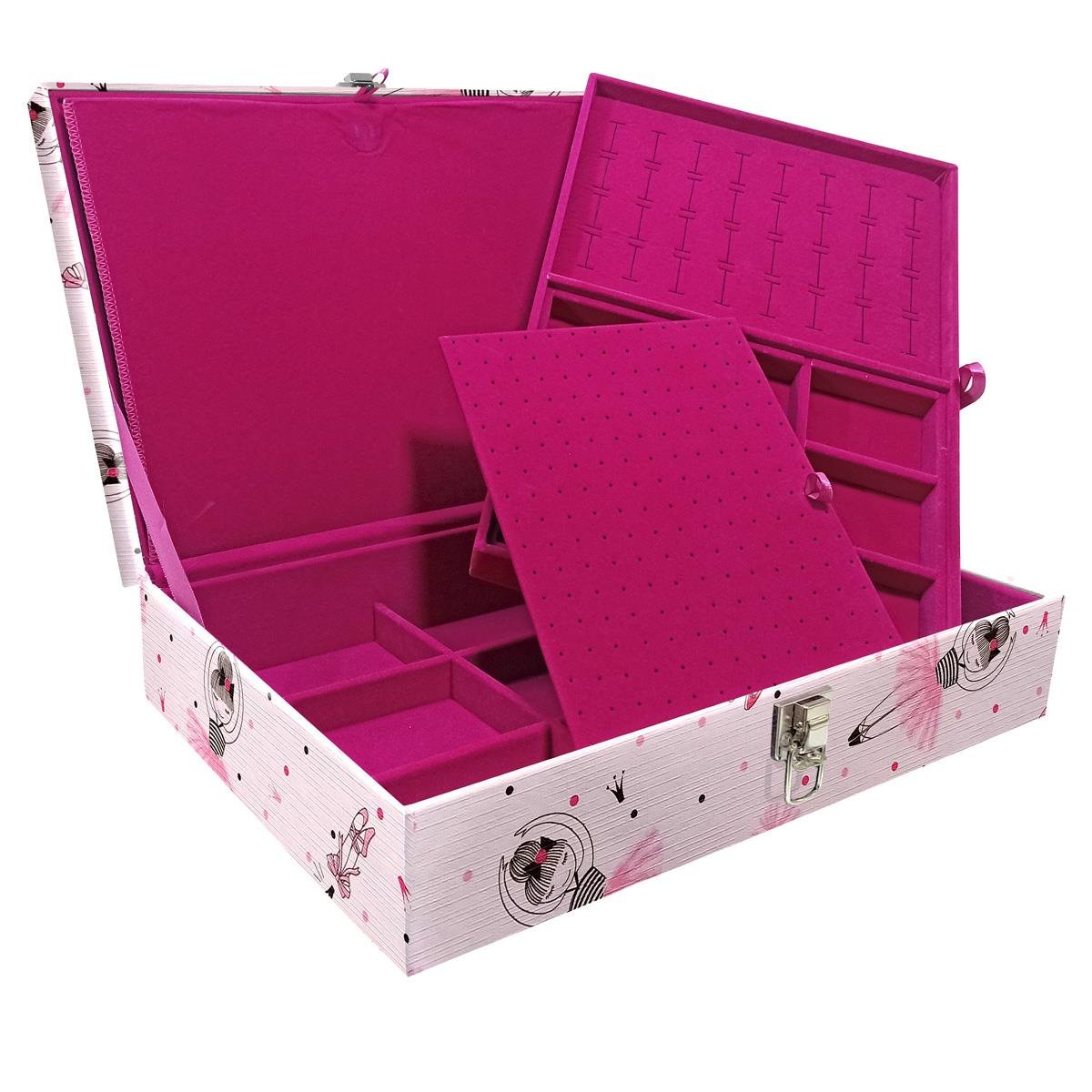 Estojo Maleta Porta Jóias Duplo Grande Bailarina Sem Alça e Com Imã