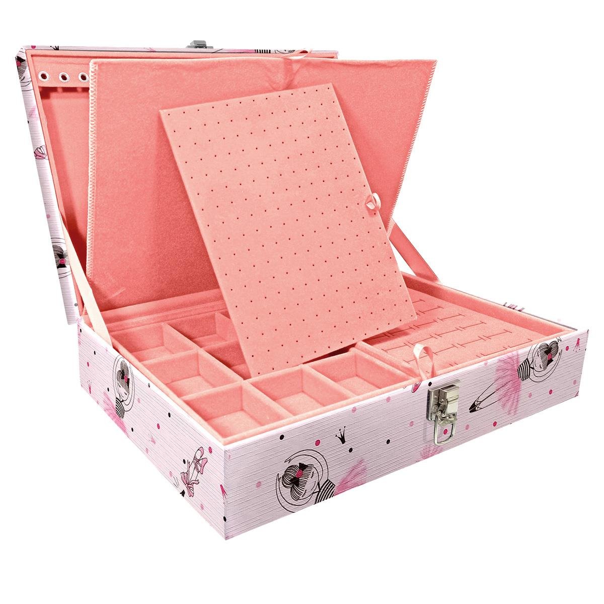 Estojo Maleta Porta Jóias Duplo Grande Bailarina Sem Alça e Com Imã