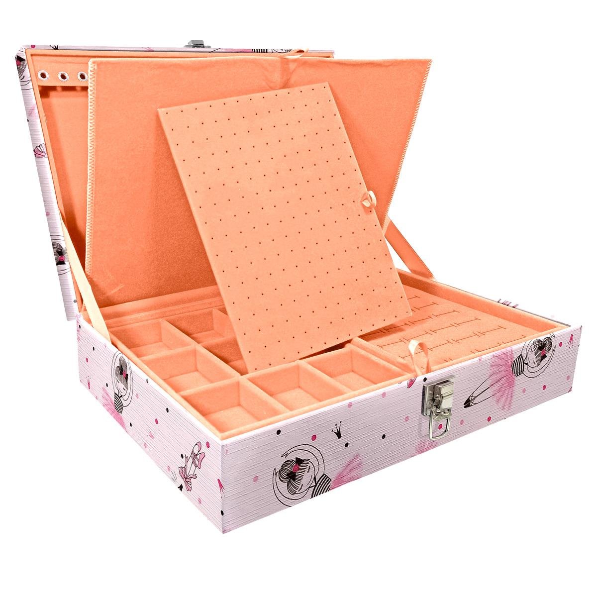 Estojo Maleta Porta Jóias Duplo Grande Bailarina Sem Alça e Com Imã