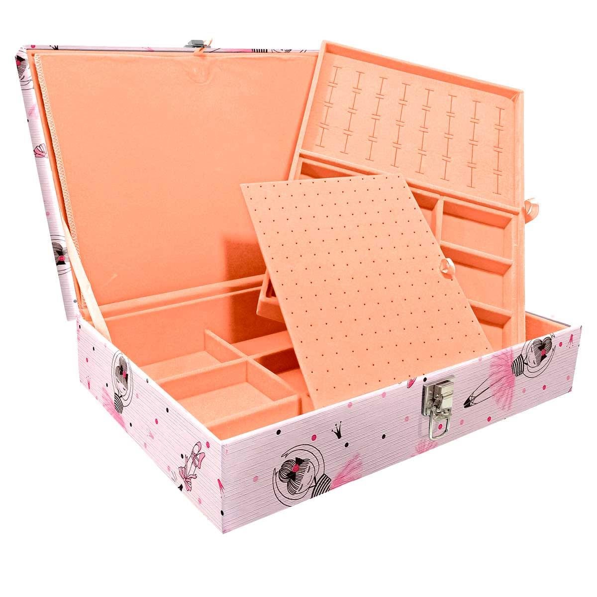 Estojo Maleta Porta Jóias Duplo Grande Bailarina Sem Alça e Com Imã