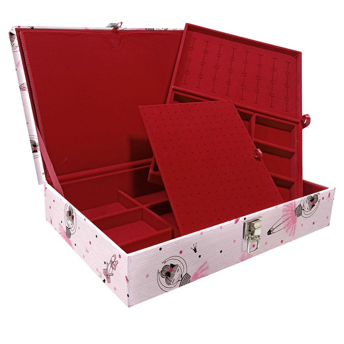 Estojo Maleta Porta Jóias Duplo Grande Bailarina Sem Alça e Com Imã