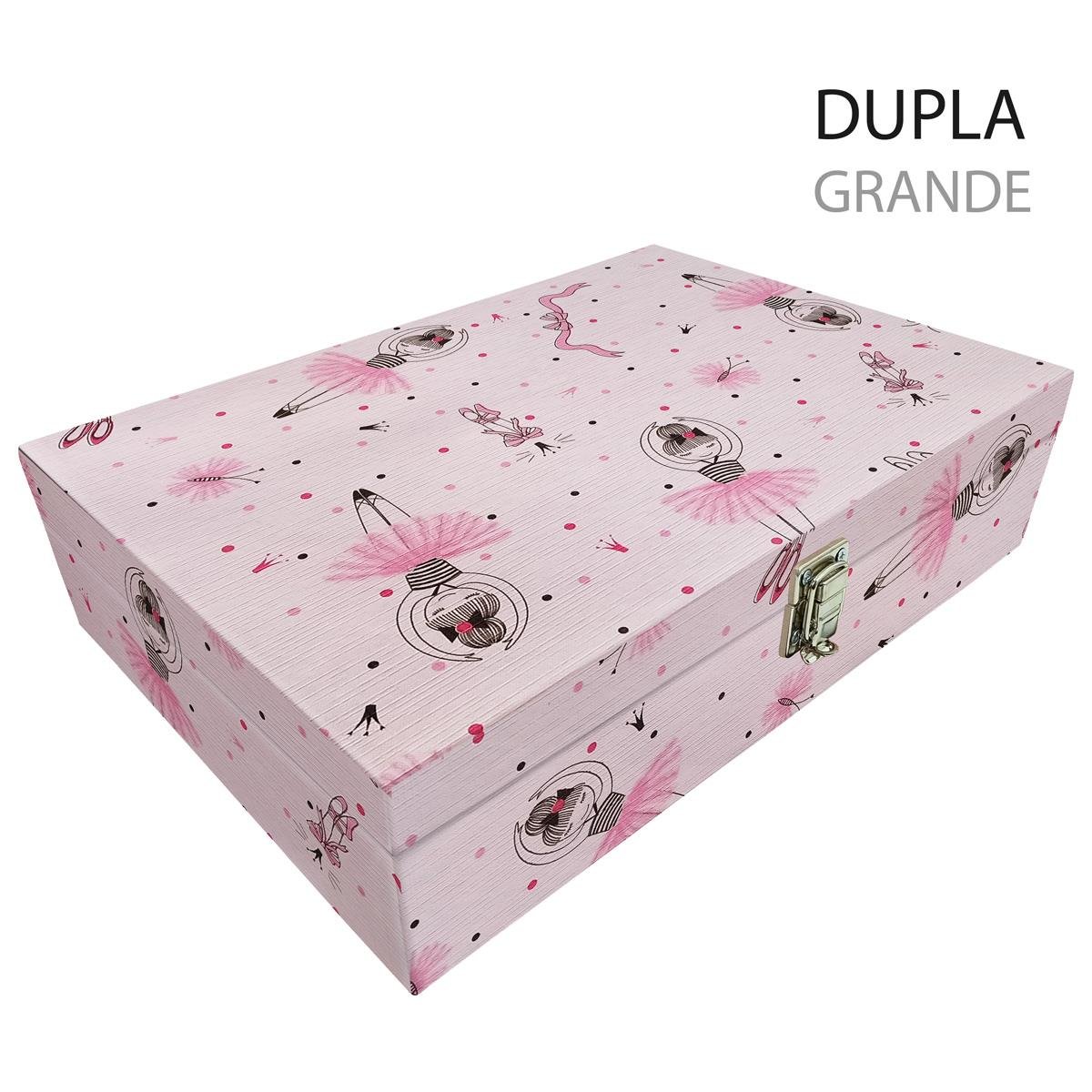 Estojo Maleta Porta Jóias Duplo Grande Bailarina Sem Alça e Com Imã