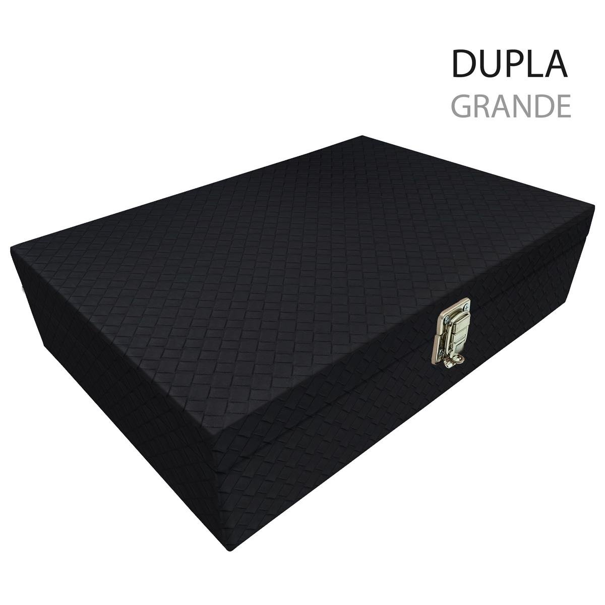Estojo Maleta Porta Jóias Duplo Grande Bali Preto Sem Alça e Com Imã