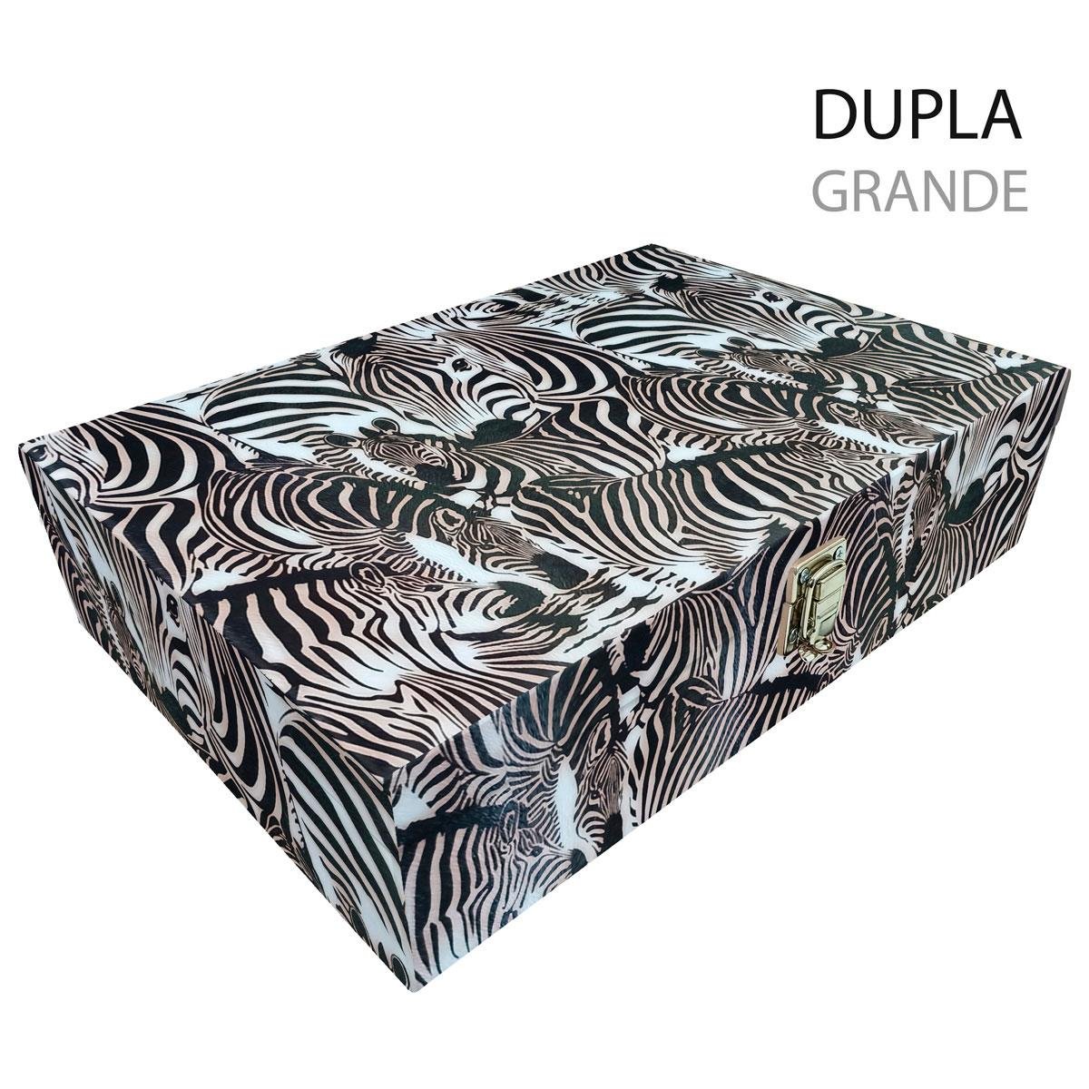 Estojo Maleta Porta Jóias Duplo Grande Cara Da Zebra Sem Alça e Com Imã