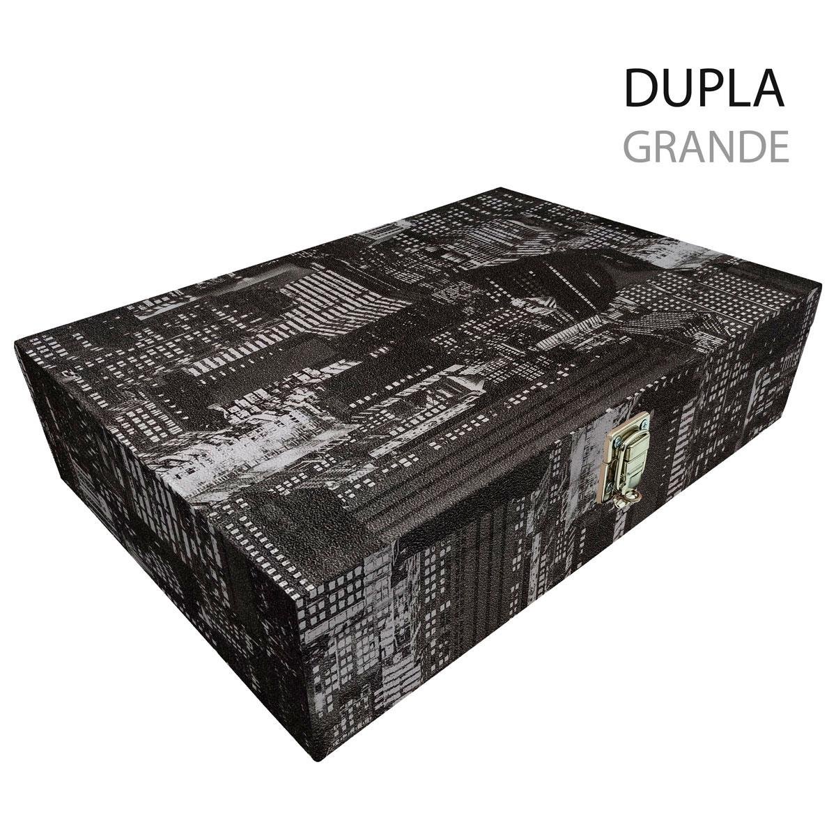Estojo Maleta Porta Jóias Duplo Grande Dark City Sem Alça e Com Espelho