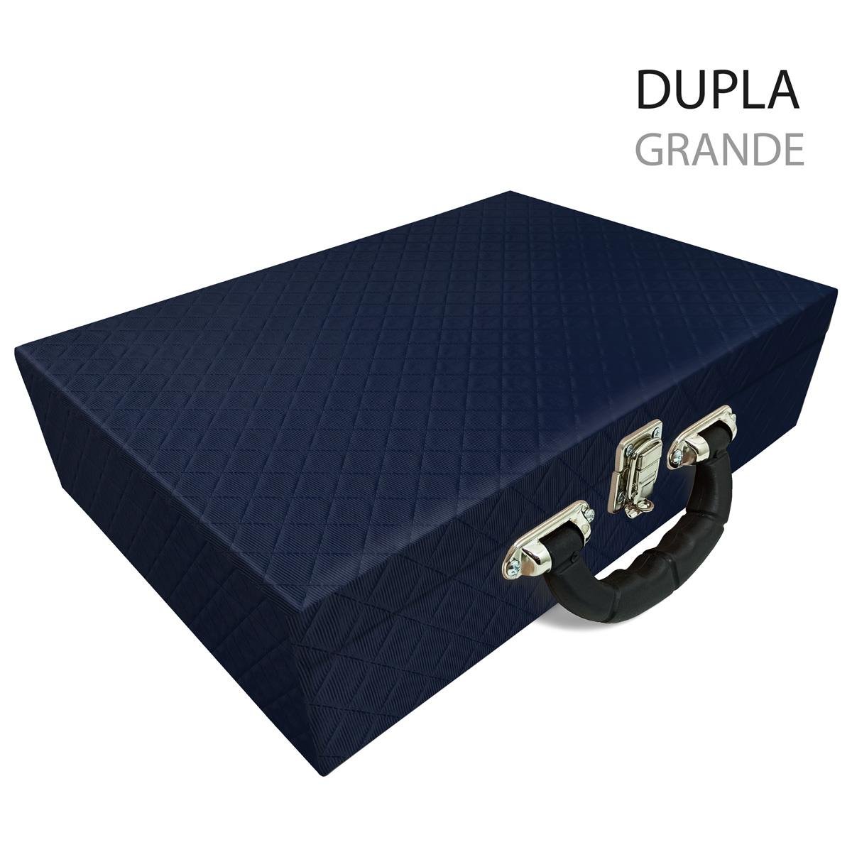 Estojo Maleta Porta Jóias Duplo Grande Dijon Azul Marinho Com Alça Preta e Imã