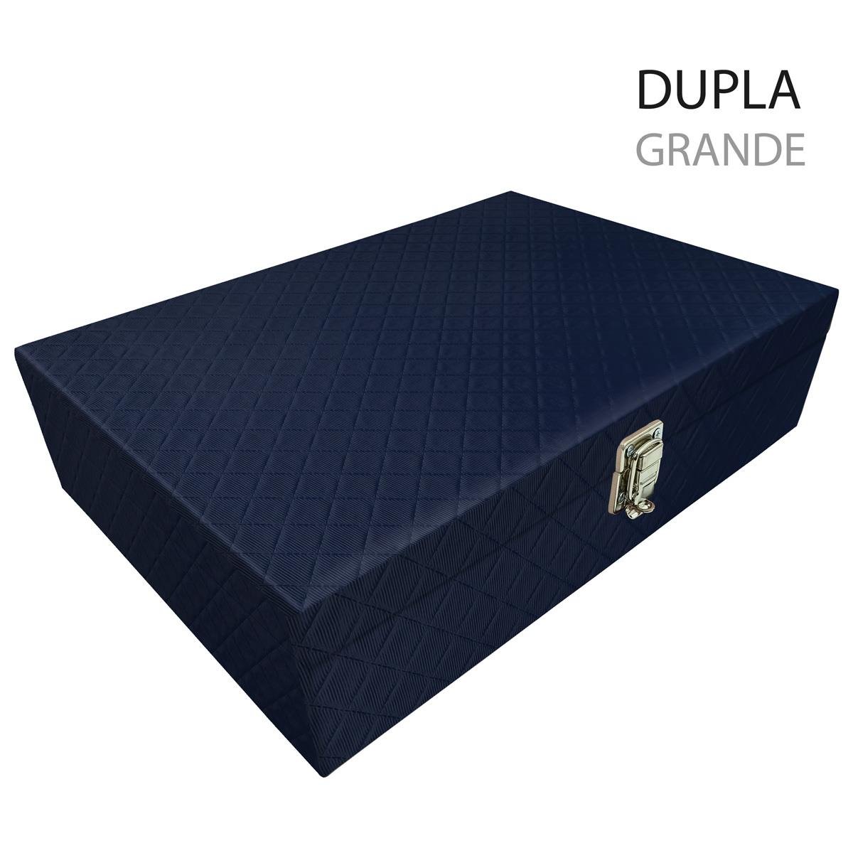Estojo Maleta Porta Jóias Duplo Grande Dijon Azul Marinho Sem Alça e Com Imã