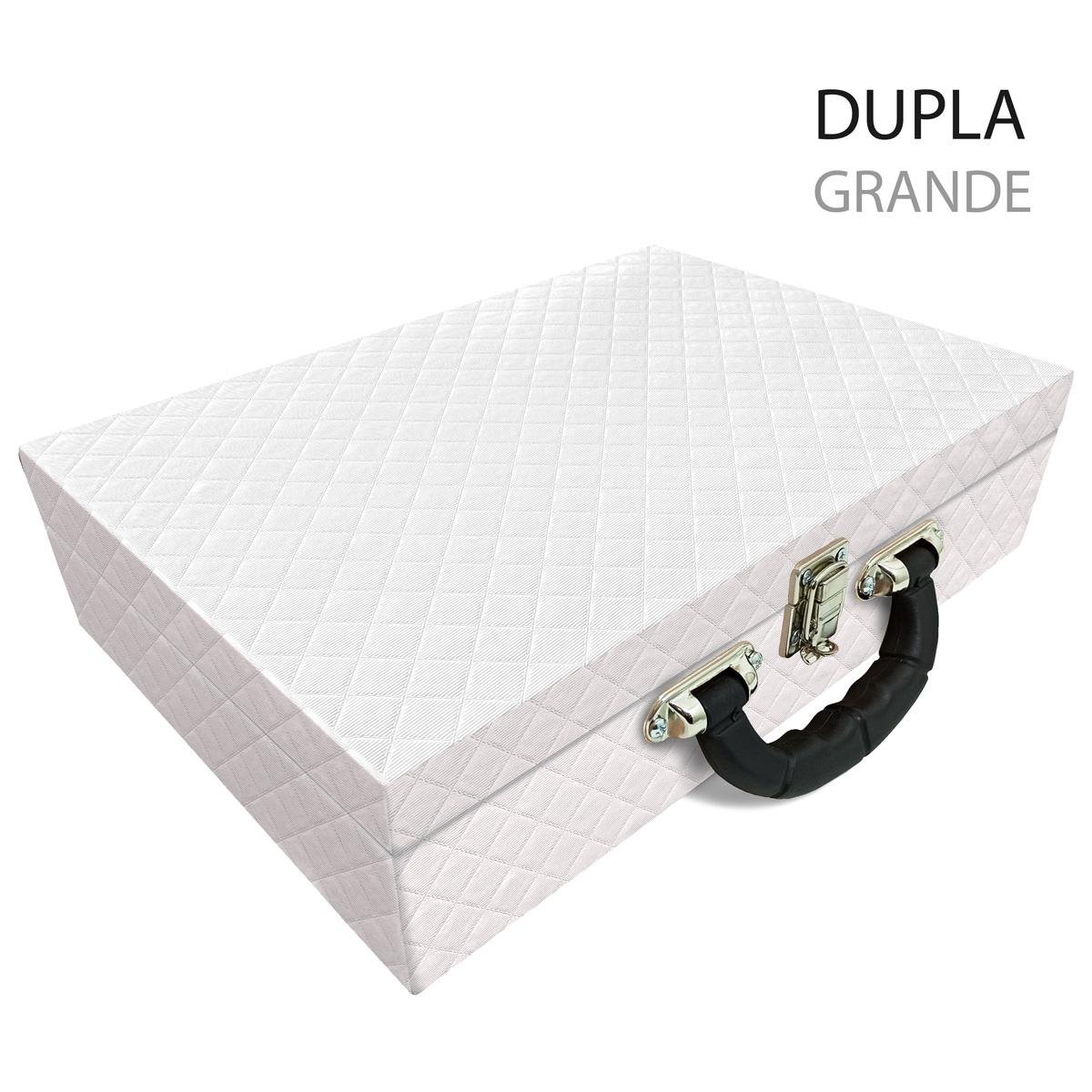 Maleta Dupla Grande Dijon Branco Com Alça Preta e Espelho - Sob Encomenda