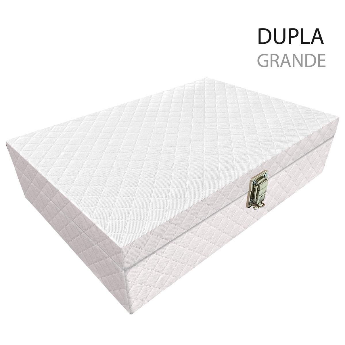 Estojo Maleta Porta Jóias Duplo Grande Dijon Branco Sem Alça e Com Espelho