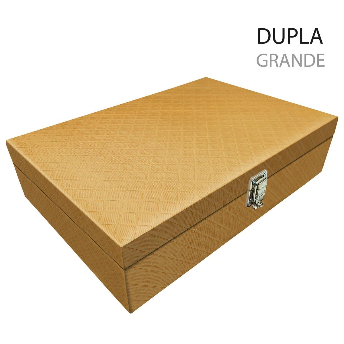 Estojo Maleta Porta Jóias Duplo Grande Dijon Dourado Sem Alça e Com Imã