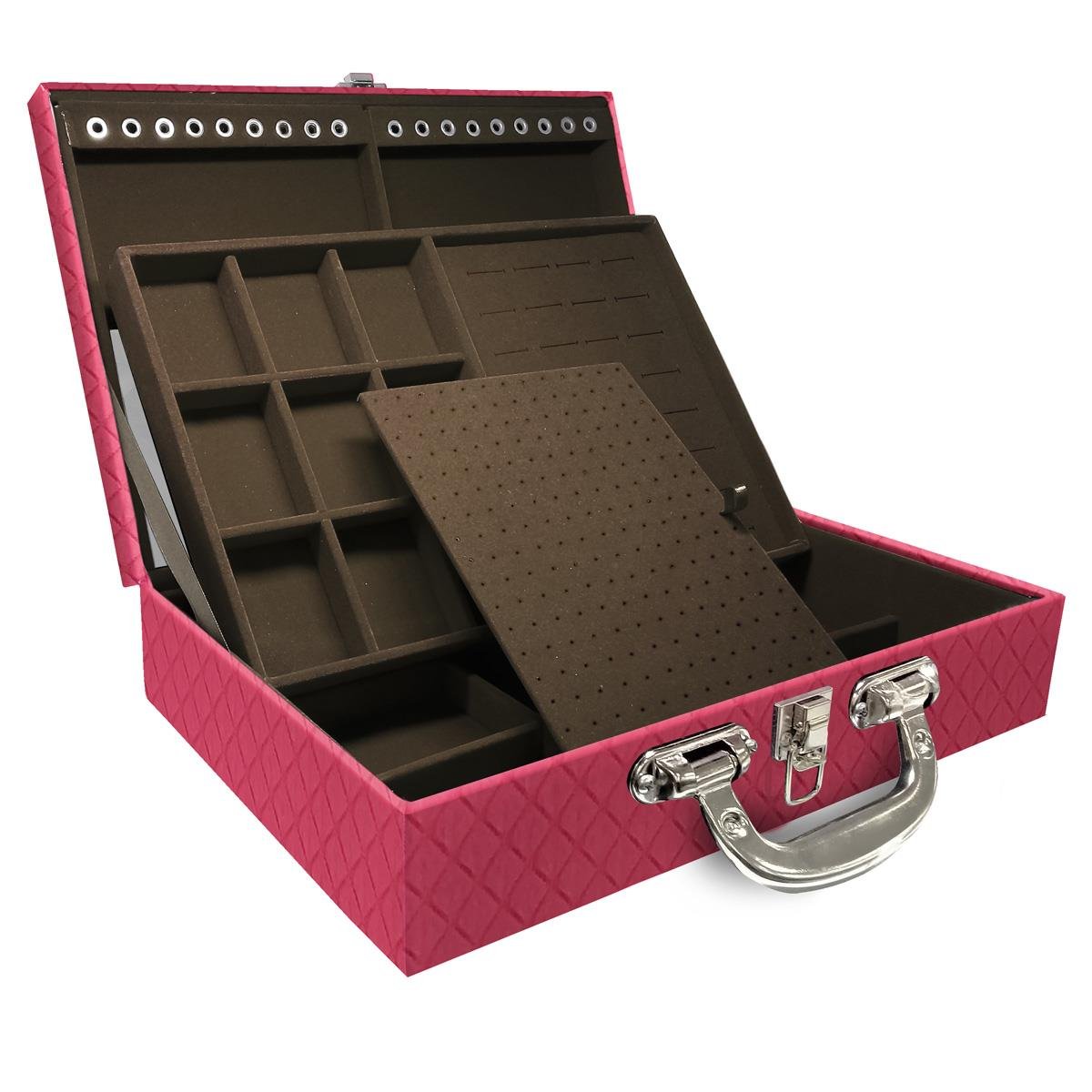 Maleta Dupla Grande Dijon Pink Com Alça Cromada e Espelho - Sob Encomenda