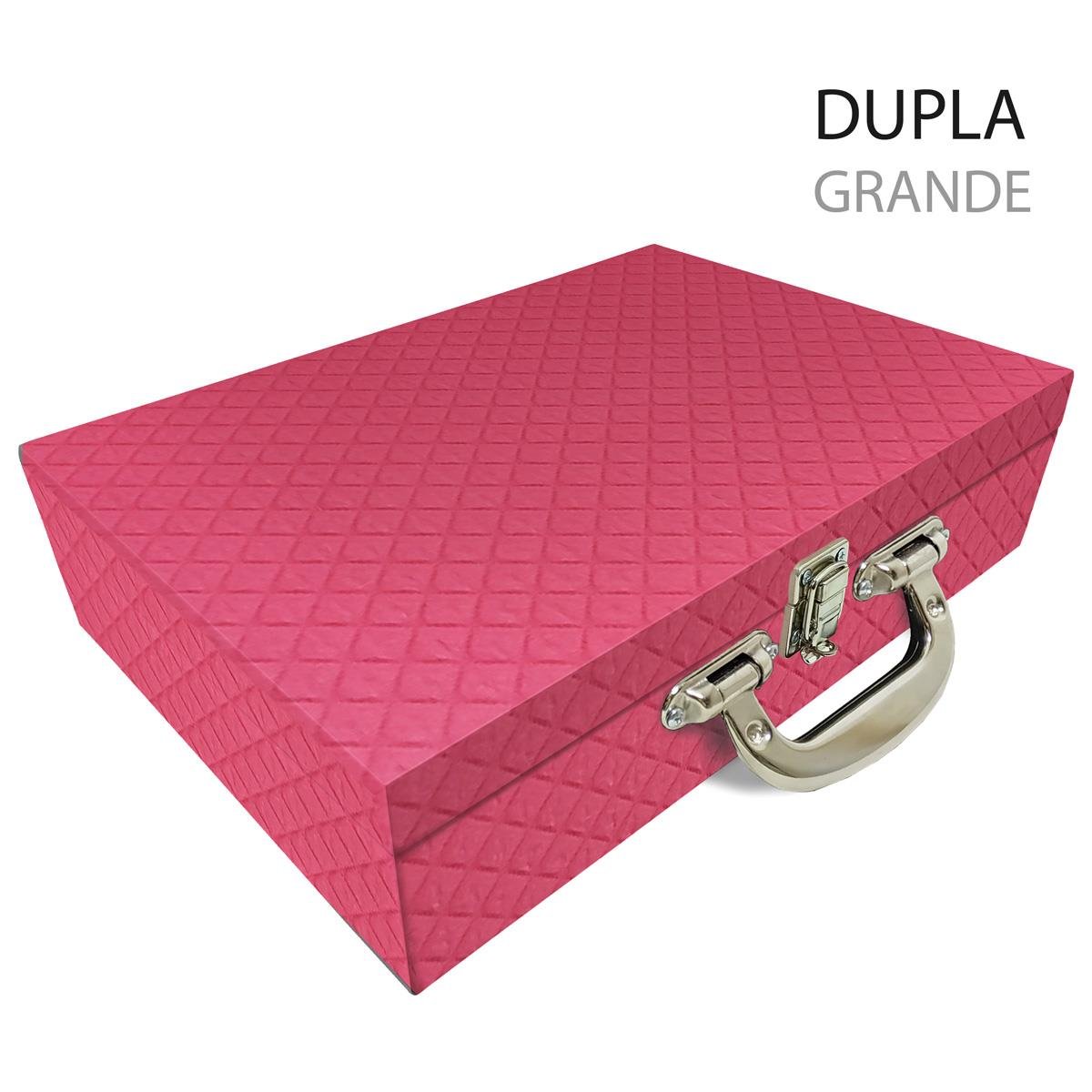 Maleta Dupla Grande Dijon Pink Com Alça Cromada e Espelho - Sob Encomenda