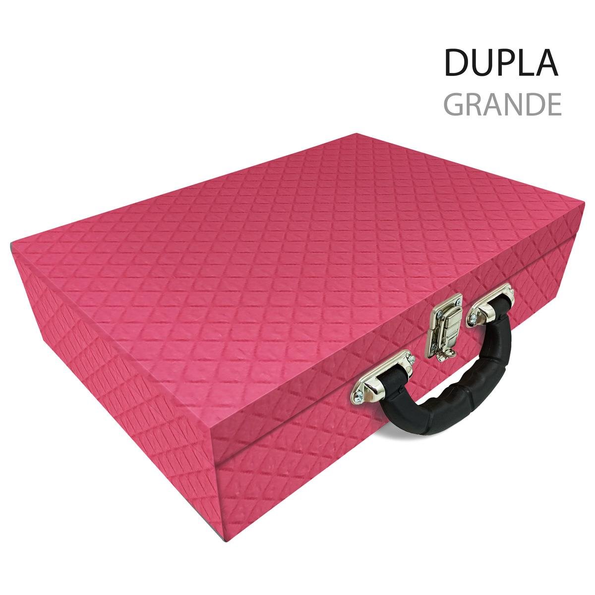 Maleta Dupla Grande Dijon Pink Com Alça Preta e Espelho - Sob Encomenda