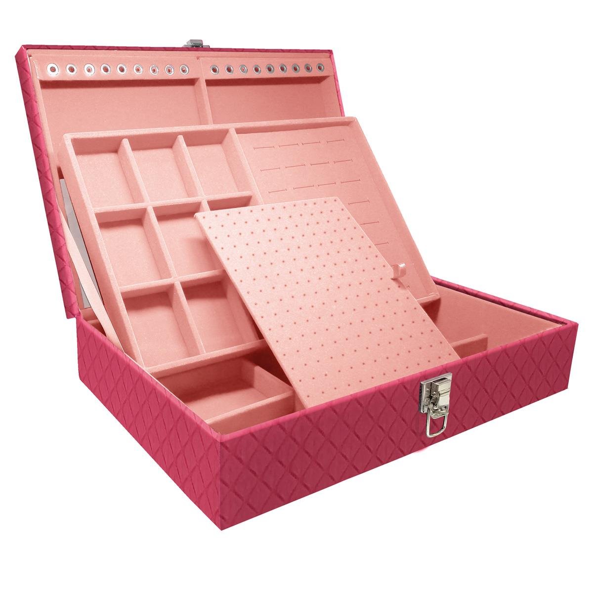 Maleta Dupla Grande Dijon Pink Sem Alça e Com Espelho - Sob Encomenda