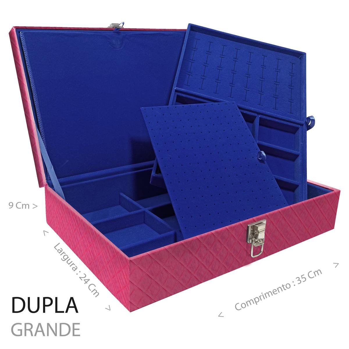 Estojo Maleta Porta Jóias Duplo Grande Dijon Pink Sem Alça e Com Imã