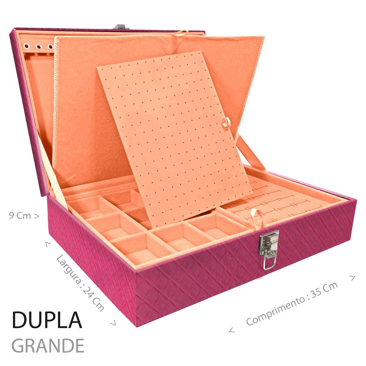 Estojo Maleta Porta Jóias Duplo Grande Dijon Pink Sem Alça e Com Imã