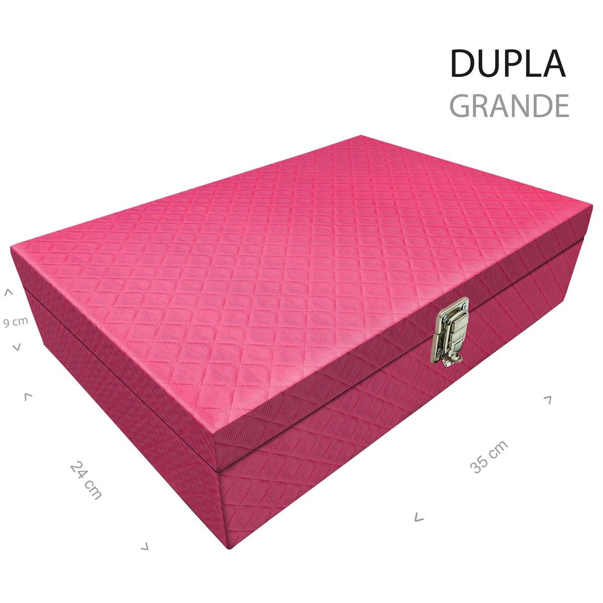 Estojo Maleta Porta Jóias Duplo Grande Dijon Pink Sem Alça e Com Imã