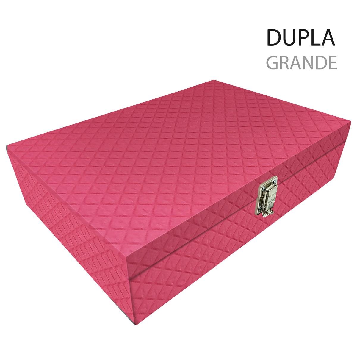 Estojo Maleta Porta Jóias Duplo Grande Dijon Pink Sem Alça e Com Imã