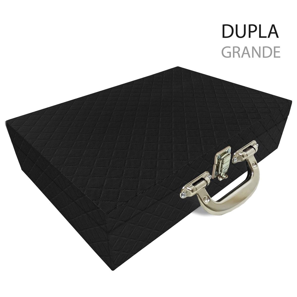 Maleta Dupla Grande Dijon Preto Com Alça Cromada e Imã - Sob Encomenda