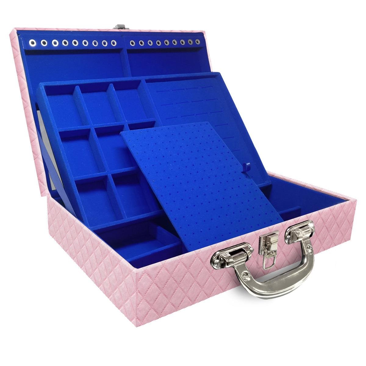 Maleta Dupla Grande Dijon Rosa Bebê Metalizado Com Alça Cromada e Espelho - Sob Encomenda