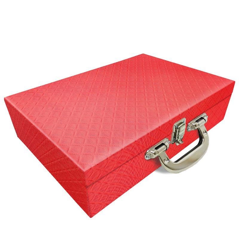 Maleta Dupla Grande Dijon Vermelho Com Alça Cromada E Espelho Vermelho