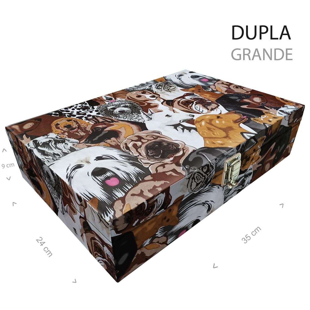 Estojo Maleta Porta Jóias Duplo Grande Dogs Sem Alça e Com Imã