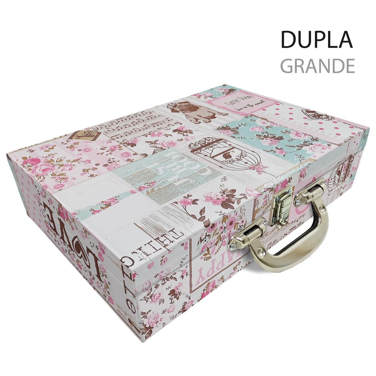 Maleta Dupla Grande Happy Day Com Alça Cromada e Imã - Sob Encomenda