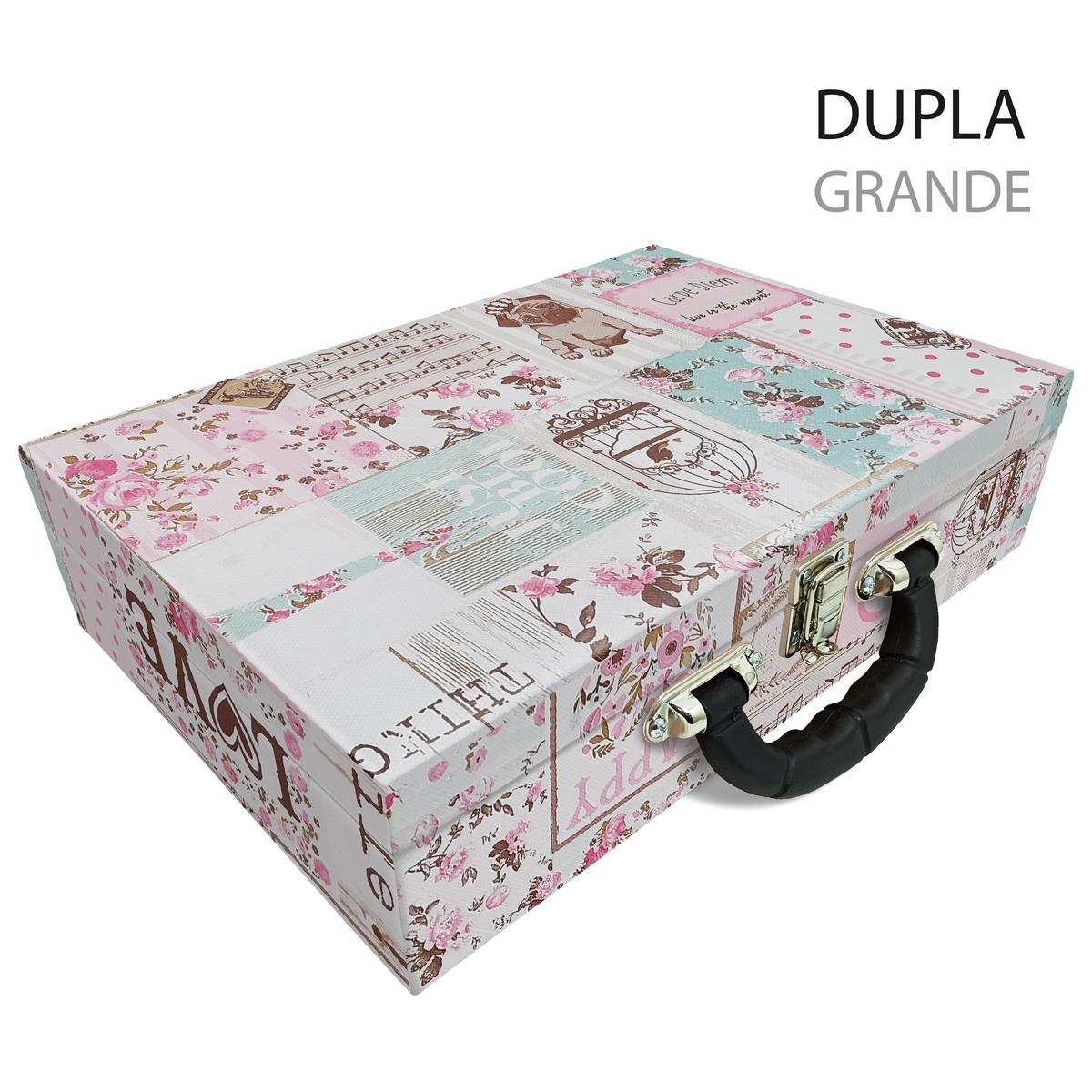 Maleta Dupla Grande Happy Day Com Alça Preta e Espelho - Sob Encomenda